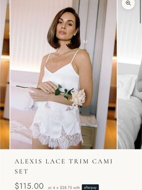 Bridal White Silky Lace-Trim Cami & Short Set